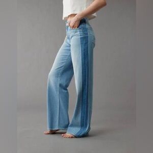AE Dreamy Drape Stretch Side Stripe Super High-Waisted Baggy Wide-Leg Jean